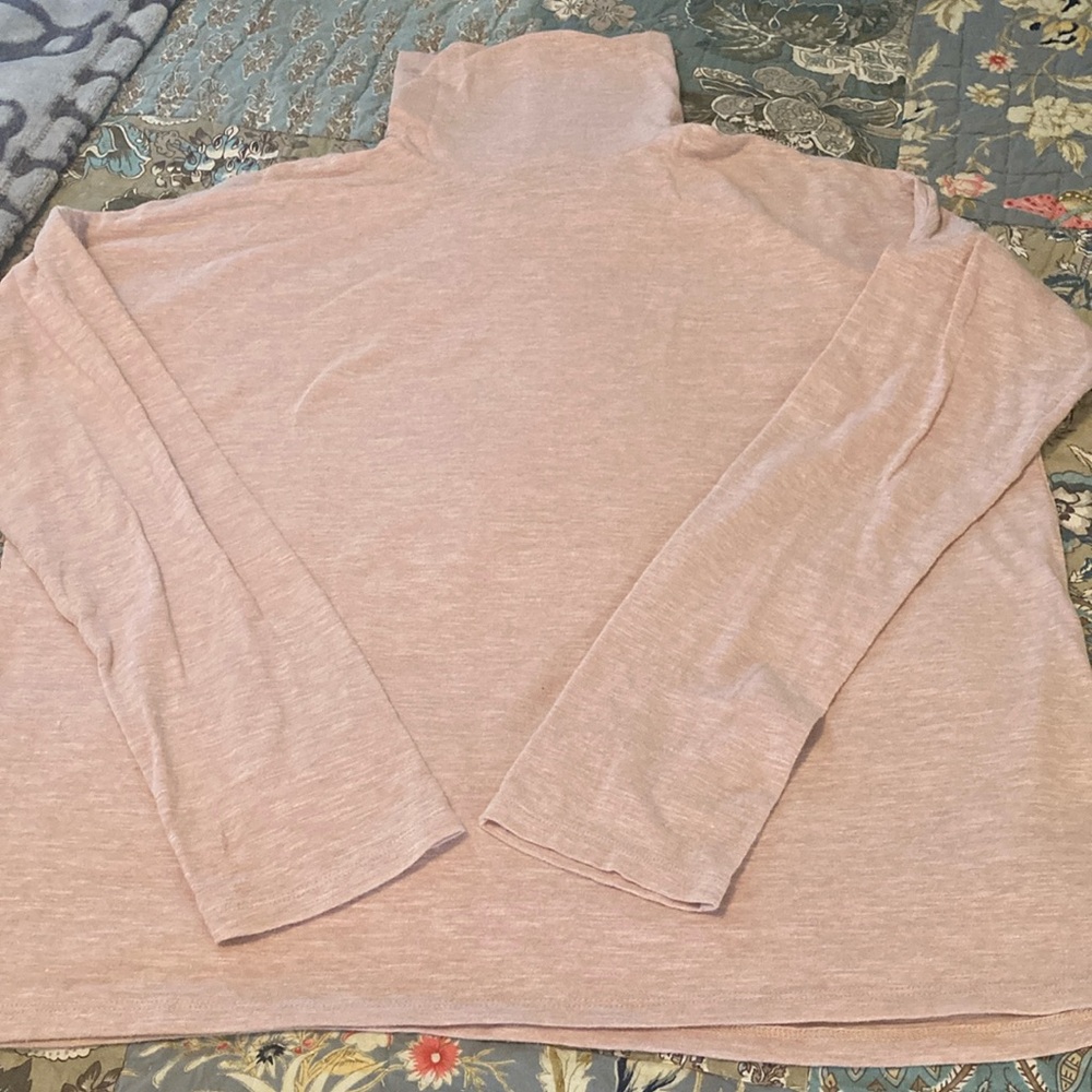 Madewell blush turtleneck, size large, so comfy!! Great top for layering🩷💜❤️💜🩷🩷